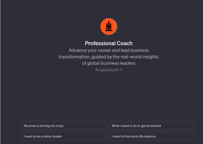 Tigerhall Launches "Professional Coach" on Open AI’s ChatGPT 