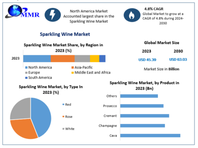 Sparkling Wine Market to reach 63.03 USD Bn at a CAGR of 4.8 percent by 2030- Says Maximize Market Research