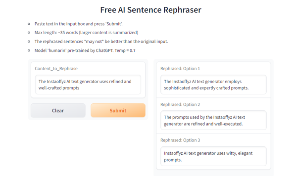 AI sentence rewriter