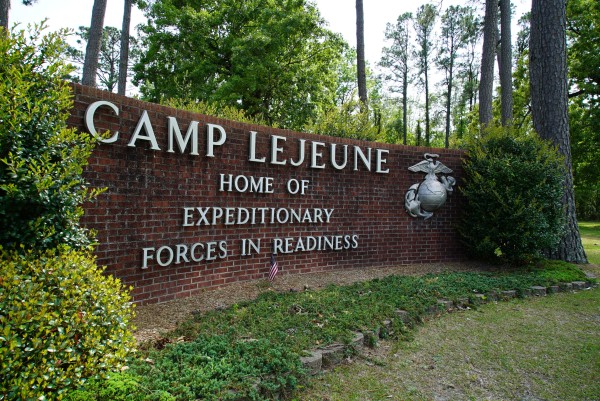 Photo of sign at entry to Camp Lejeune