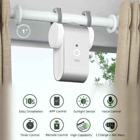 CurBot Smart Curtains Rod Opener, Smart Home Automatic Curtain Switch Robot
