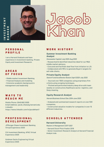 Jacob Khan infographic resume